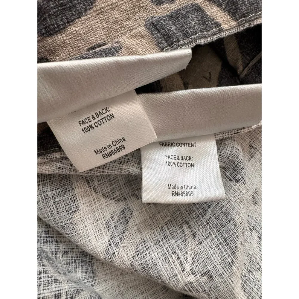 LEMIEUX ET CIE Pernelle King Pillowcases Tan and Gray Anthropologie 100% Cotton